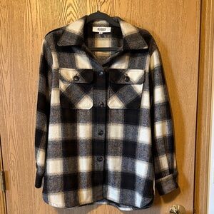 BB Dakota by Steve Madden Black, Brown  and Cream Plaid Utility Jacket